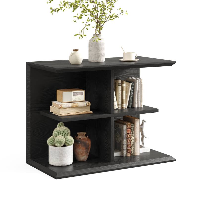 3-Tier End Table with Storage, Wood Sofa Side Table for Hallways