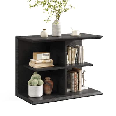 Wood Black End Side Table Nightstand for Living Room Bedroom