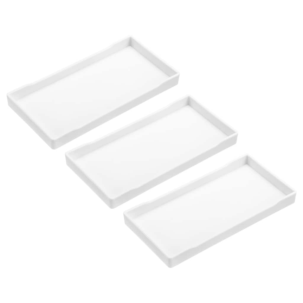 3Pcs 4" x 8" Small White Mini Tray Plastic Rectangular Wooden Serving Tray White