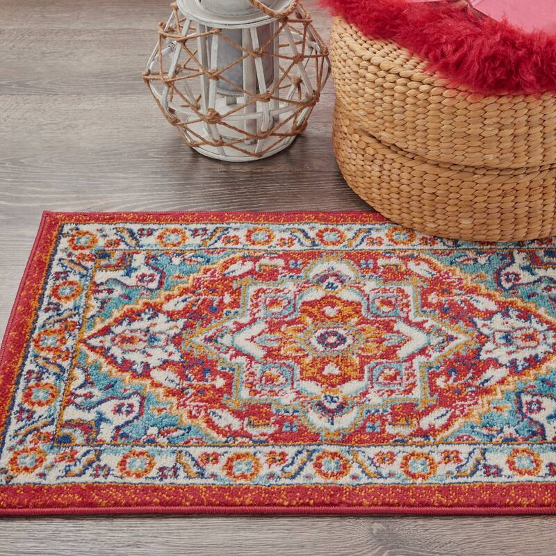 Nourison Passion Persian Garden Medallion Area Rug - 1' 10" x 2' 10" - Red Multi Colored - Rectangle