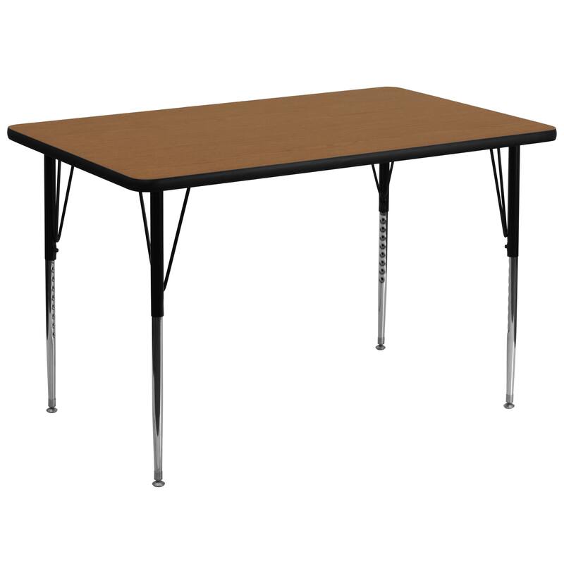 36''W x 72''L Rectangular Thermal Laminate Activity Table - Adjustable Legs - Oak