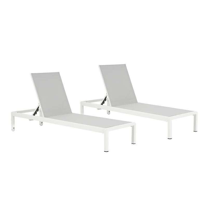 Outdoor Chaise Lounge Chair Set Of 2,Aluminum Adjustable Outside Chair,All Weather Use Uv Resistant 400lbs Weight Capacity