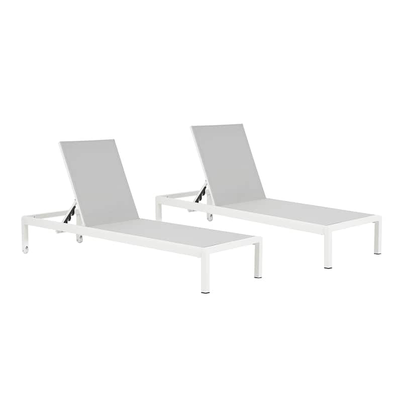 Outdoor Chaise Lounge Chair Set of 2, Aluminum Adjustable Pool Chair Patio Reclining Sunbathing Lounger with Wheels