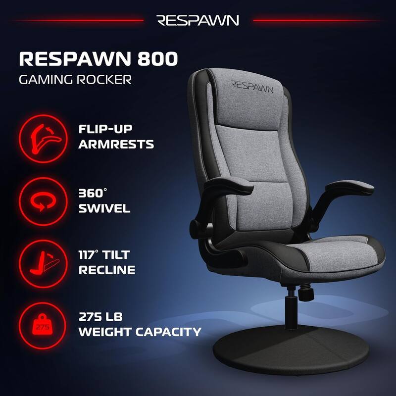 RESPAWN 800 Gaming Chair Floor, Swivel Rocker Gaming Chair, High Back Ergonomic Floor Gaming Chair for Kids and Adults