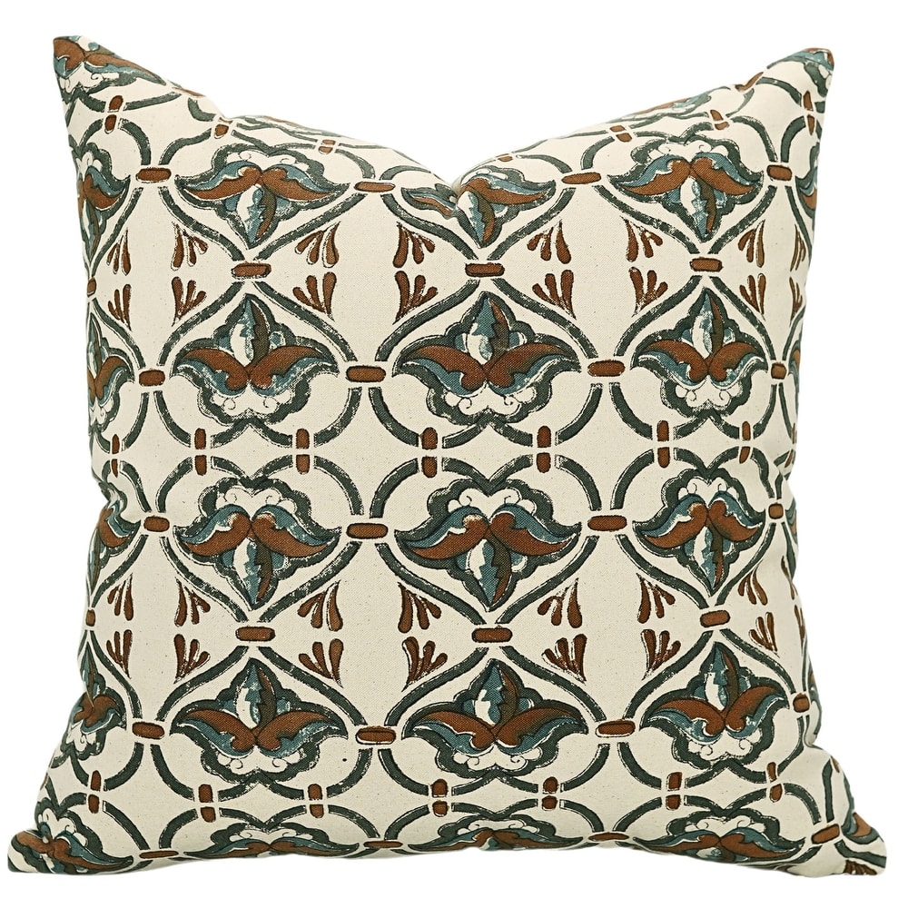Cotton Farmhouse Block print pillow Cover Hridyavan