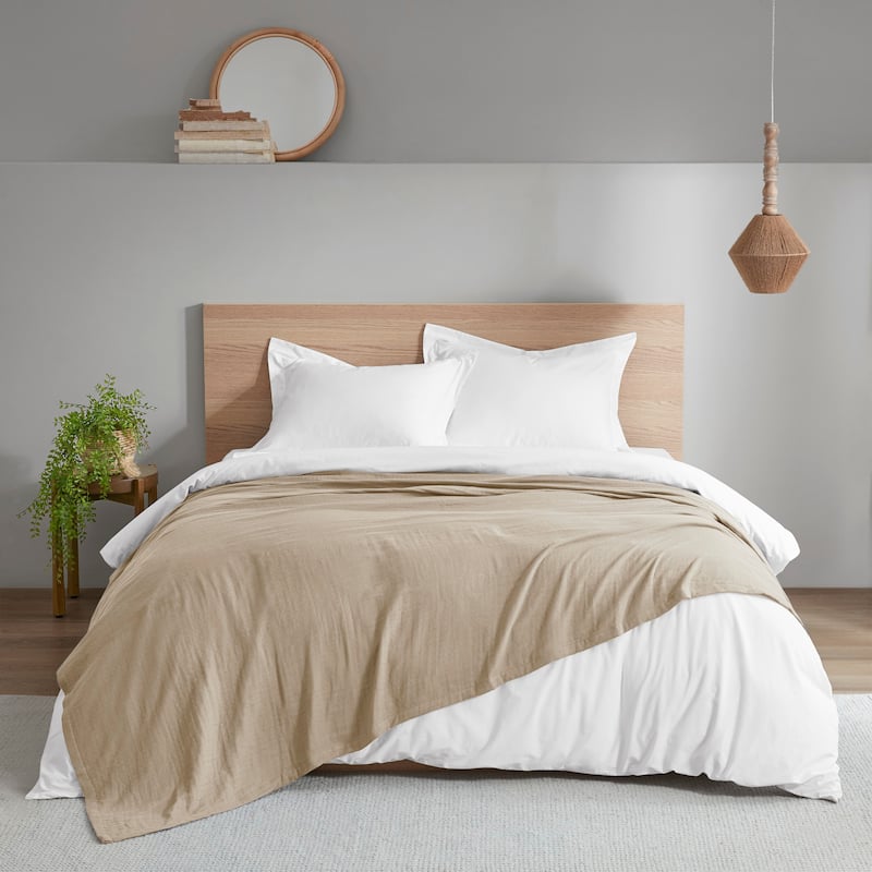 Madison Park Gauze 100% Cotton Lightweight Blanket - Full - Queen - Tan