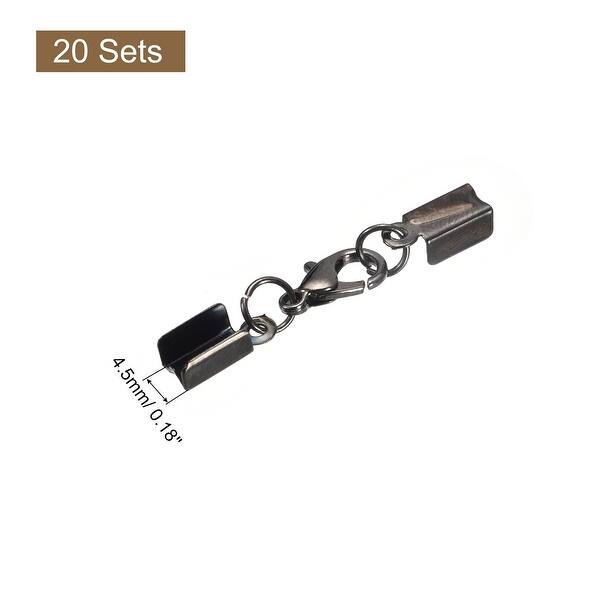 20Sets 3mm Fold Over Cord Ends with Lobster Claw Clasps for DIY Bed