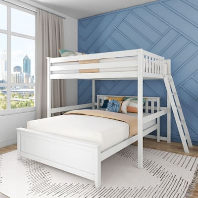 Max and Lily L-Shaped Full over Queen Bunk Bed with Ladder on End