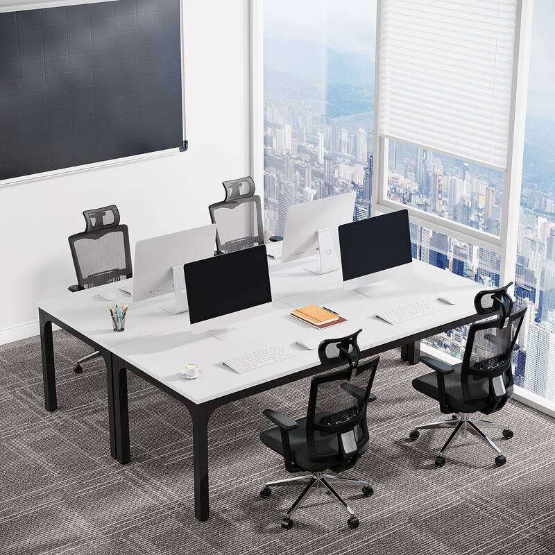 Long Conference Table Set of 4, 13FT Large Rectangle Meeting Seminar Table, 78.74-Inch Business Tables