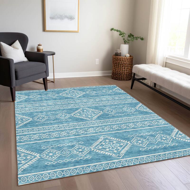 Machine Washable Indoor/ Outdoor Chantille Moroccan Boho Rug