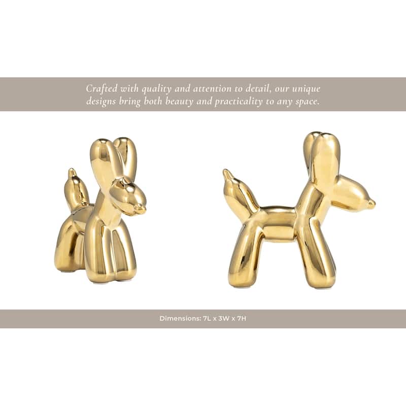 Sagebrook Home Ceramic Balloon Dog Figurine - Modern Decorative Accent Sculpture