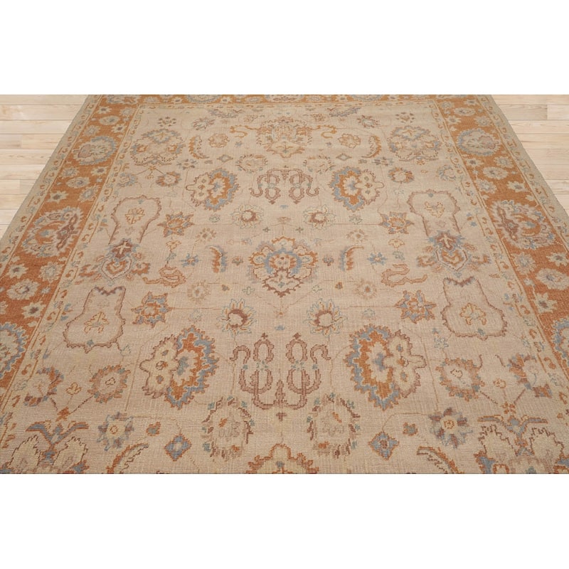 LoomBloom 8'2''x9'9" Traditional Oushak Wool Oriental Area Rug in Tan - 8' 2'' x 9' 9''