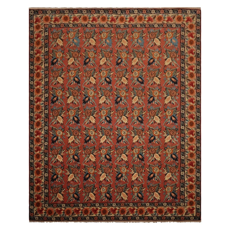 7'9''x10 Hand Knotted Wool Rose Karabagh Rare Romanian Caucasian Rug - 7' 9'' x 10' - 7' 9'' x 10'