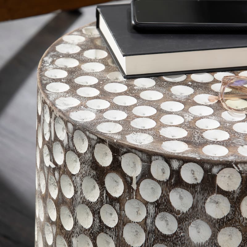 SEI Furniture Calahan Eclectic White Wood Side Table