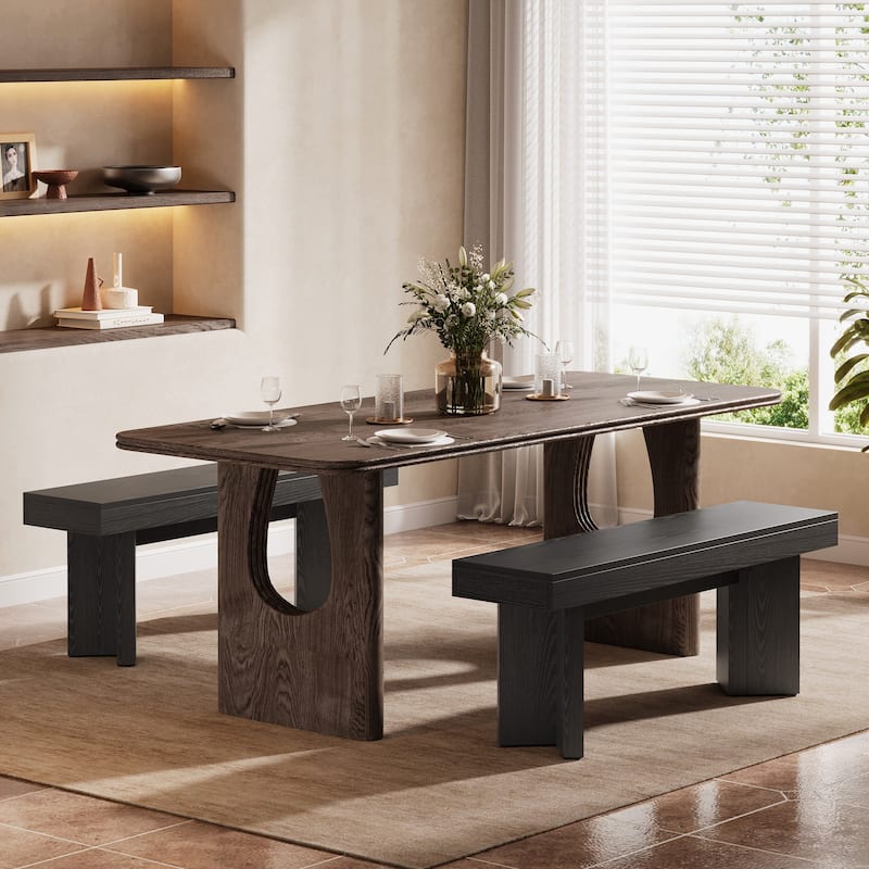 Farmhouse Wooden Dining Bench, 47" Indoor Kitchen Table Bench