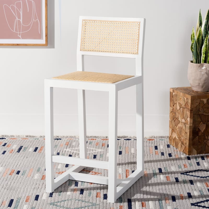 SAFAVIEH Dossie Rattan Counter Stool - 16" W x 19" D x 37" H - 16Wx19Dx37H