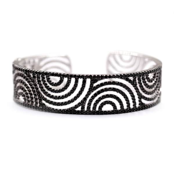 slide 1 of 4, 925 Sterling Silver Black Spinel Bangle