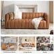 preview thumbnail 78 of 81, HULALA HOME Olinto Modern 83''W Genuine Leather Tufted Couch Sofa with Channel Back and Solid Wood Legs