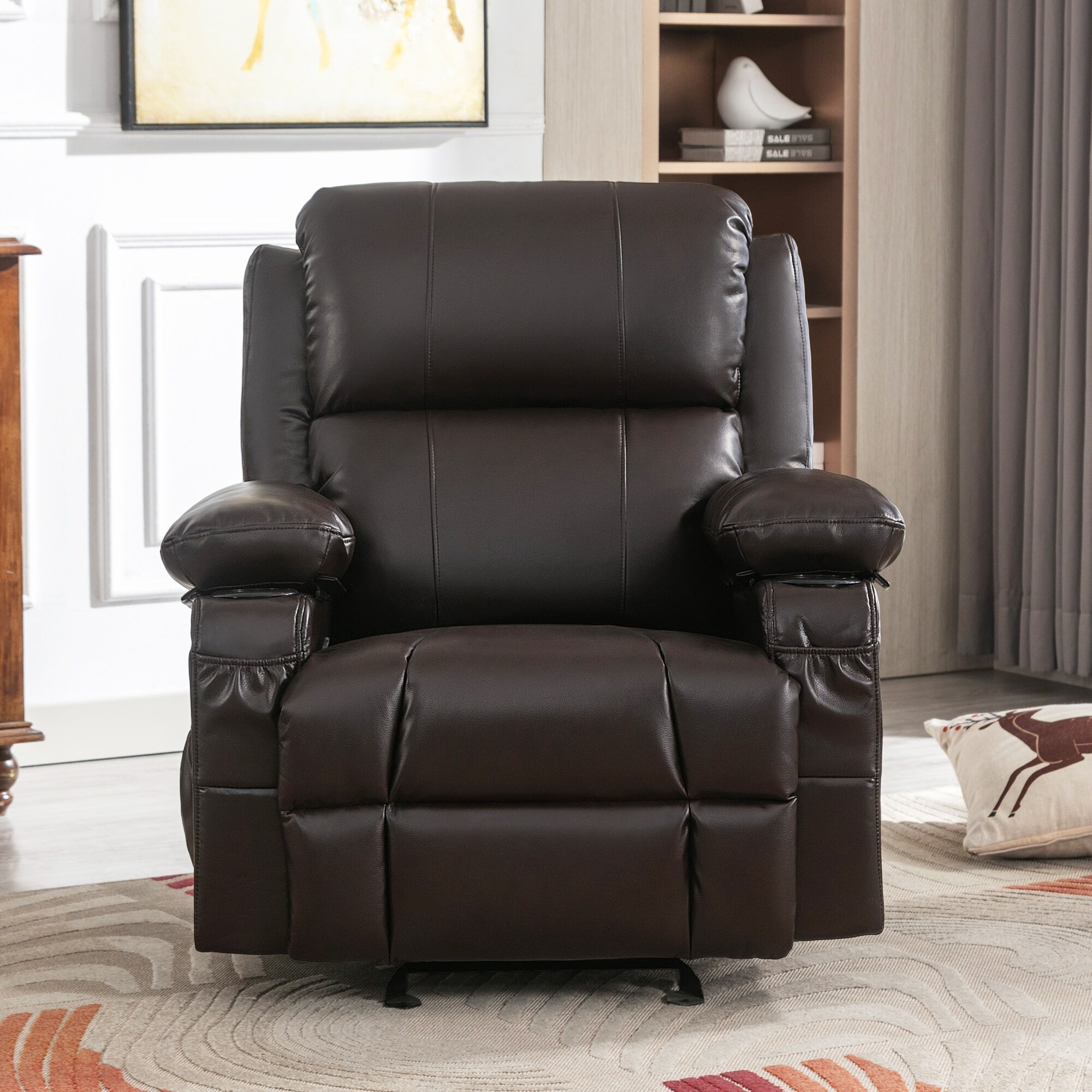 Oversized heated top massage recliner