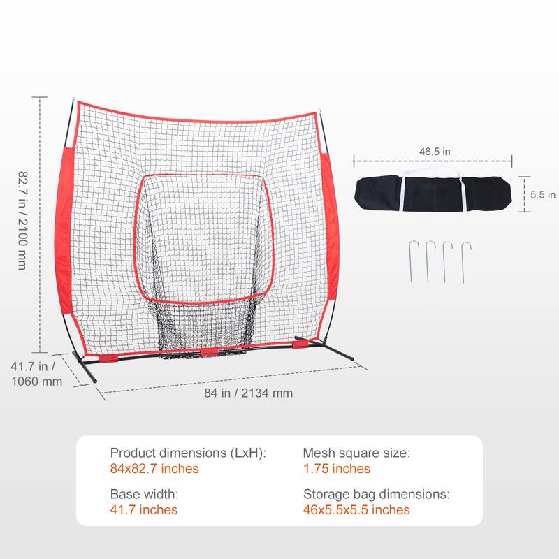 7x7 ft Baseball Softball Practice Net with Carry Bag and Strike Zone