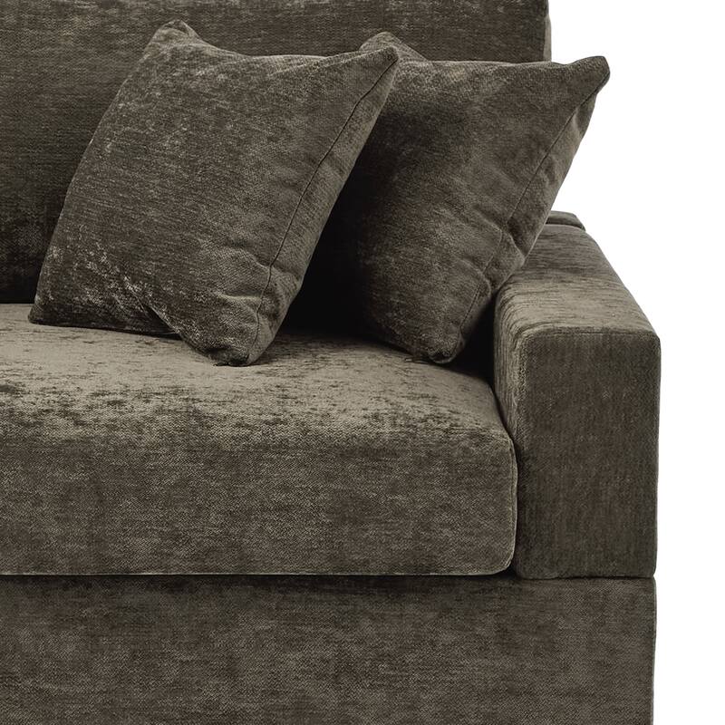 Chenille Upholstered Armless Accent Chair With Plush Cushion