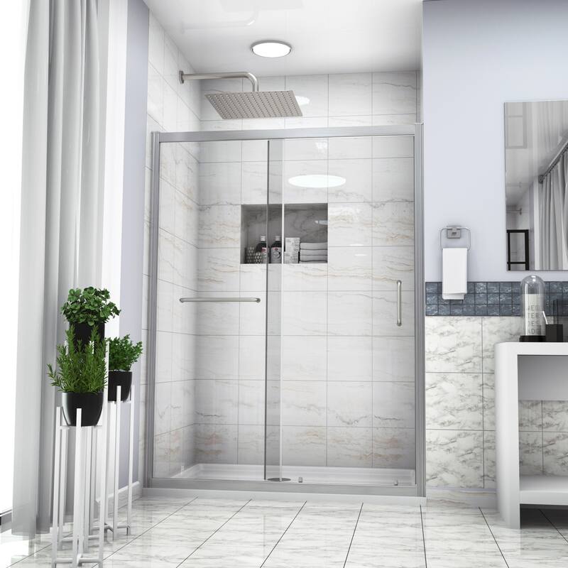 Single Sliding Framed Shower Door with Tempered Glass - 60'' x 0.24'' x 72'' - Chrome