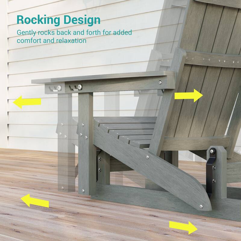 Glider Adirondack Chair 3-Position Adjustable, HDPE Wood-Like Texture