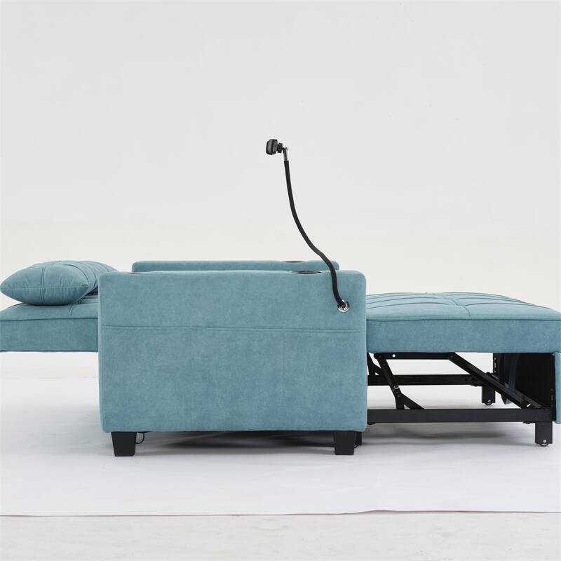 3-in-1 Pull Out Convertible Sleeper Chair w/ USB Ports,Wear Resistant