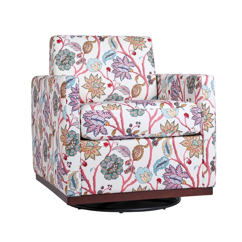 Pattern Swivel Armchair Linen Upholstered Accent Chair