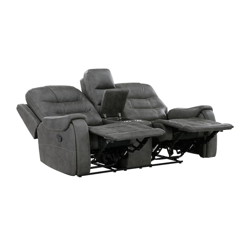 Fremont & Park Gerald 76.5" Microfiber Manual Double Reclining Loveseat with Console
