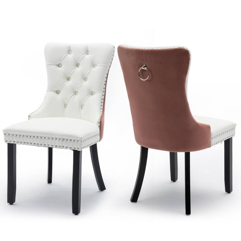 Tufted Naliheads Solid Wood Upholstered Dining Chairs (Set of 2)