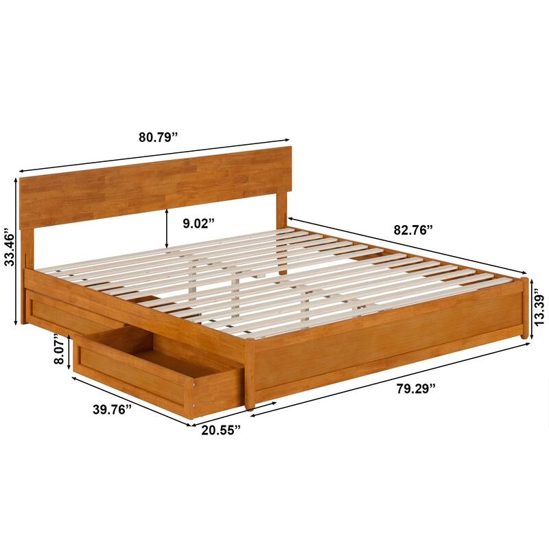 Wesley Platform Bed with Panel Footboard and Storage Drawers