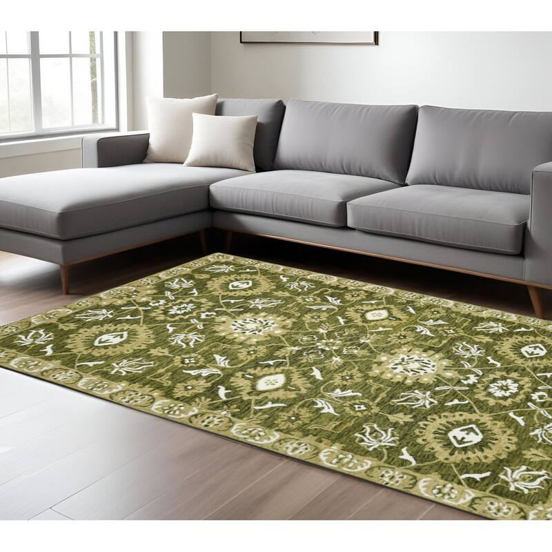 HomeRoots Floral Medallion Traditional Rectangle Area Rug - 120.00 in. x 96.00 in.  x 0.40 in.
