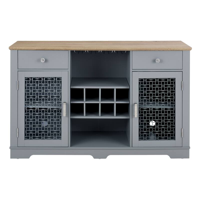 Buffet Cabinet Sideboard with 2 Drawers, Wine Bottle & Wine Glass Rack