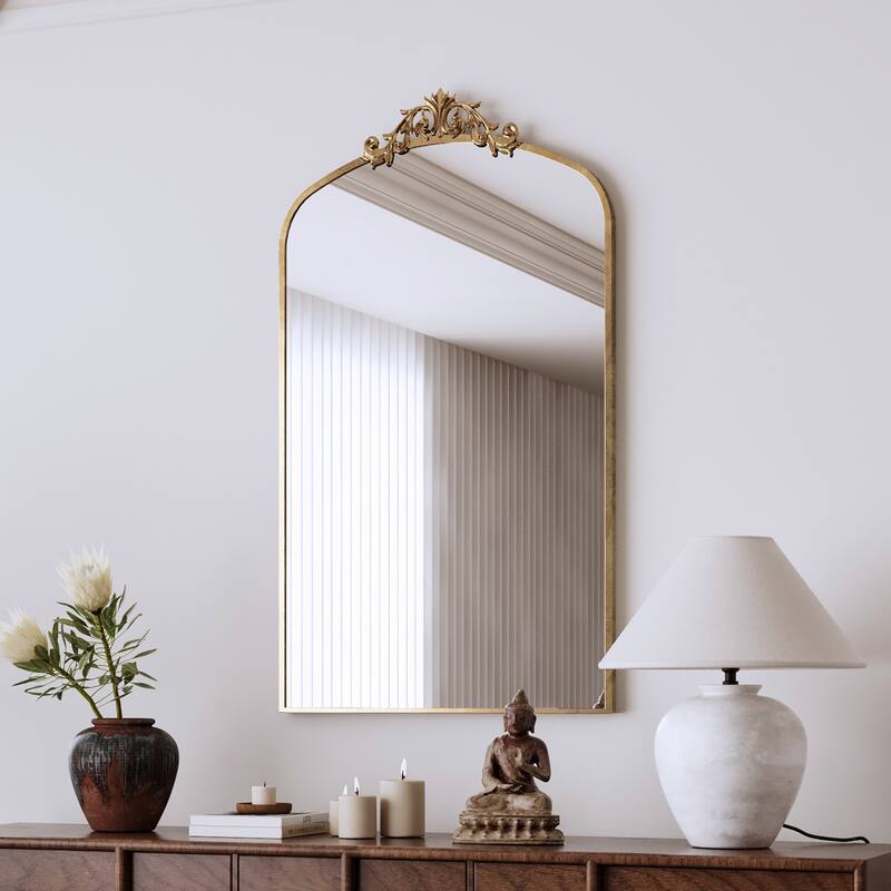 Classic Antique Arched Mirror Hanging or Leaning Against Wall - Antique Bronze-24"×43“