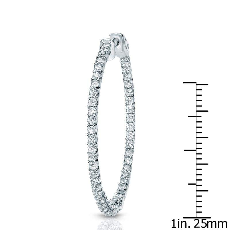 Auriya 14k Gold 4 3/4ctw Medium Diamond Hoop Earrings-36 mm (1.41-inch) (H-I or J-K, SI1-SI2 or I1-I2)