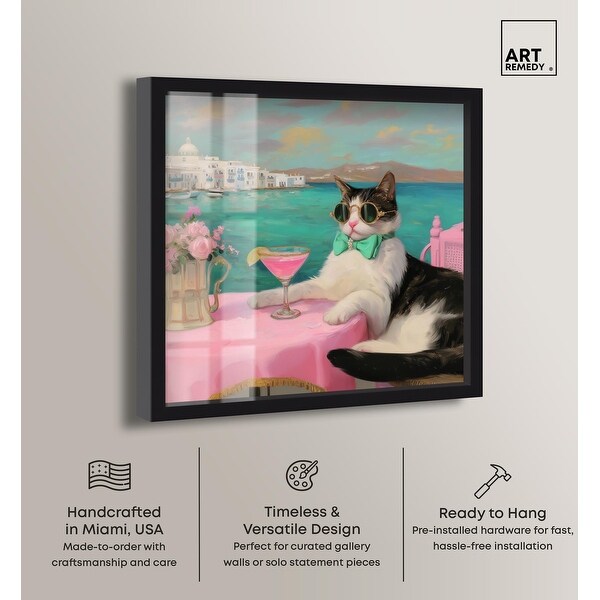 Kitty Glam Drink in Greece Cats Wall Art Shadowbox Print by Art
