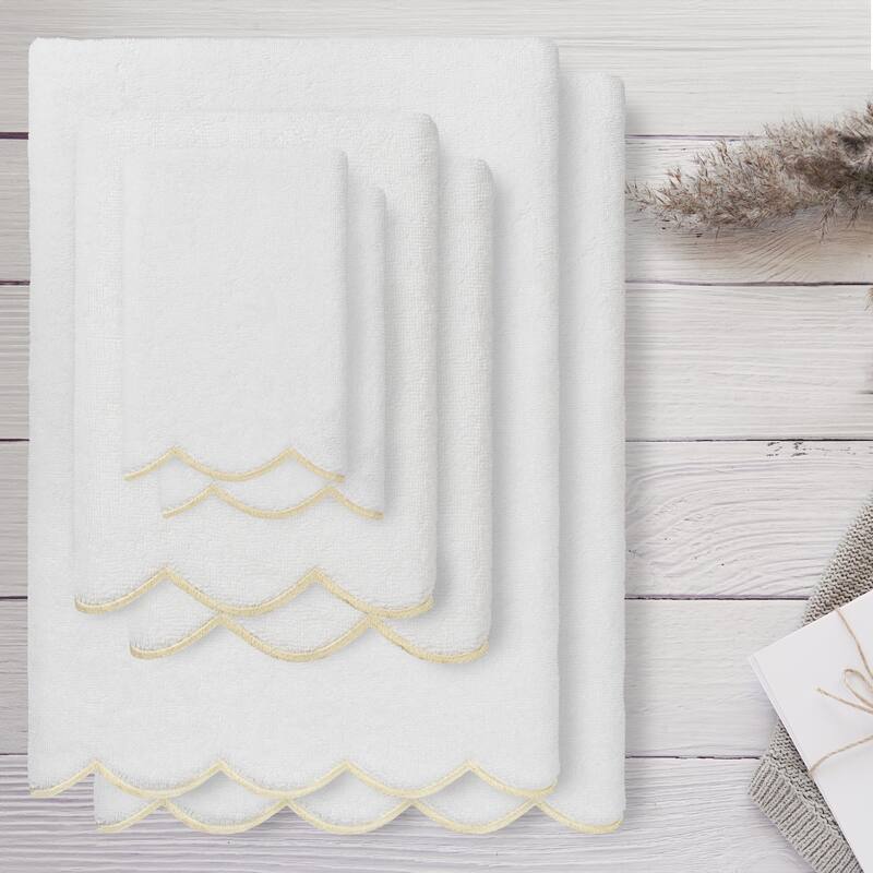 Authentic Hotel and Spa 100% Turkish Cotton ADORNIA Scallop Towel Set