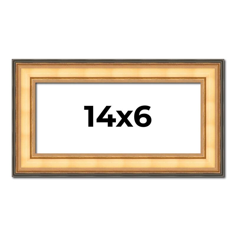 14x6 Frame Gold Plein Aire Solid Wood Picture Frame Width 2 Inches |