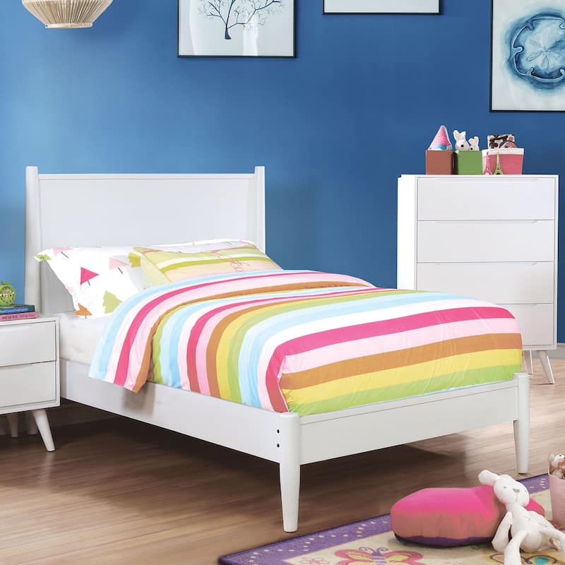 Wooden Platform Bed With Round Tapered Legs
