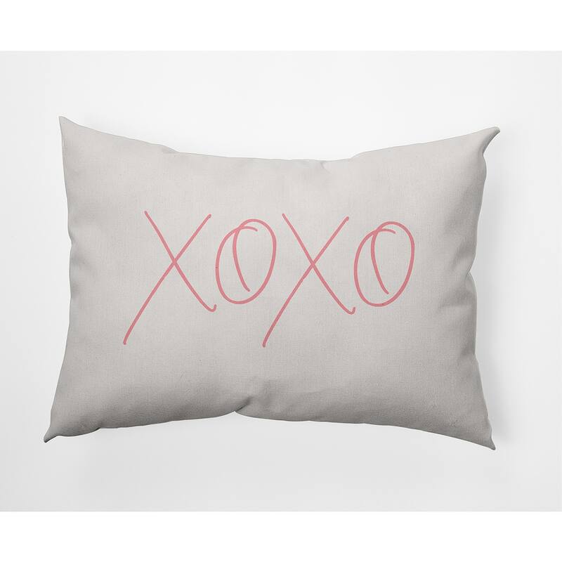 Modern XOXO Valentine's Day Decorative Indoor Pillow - 14" x 20" - Pink Icing