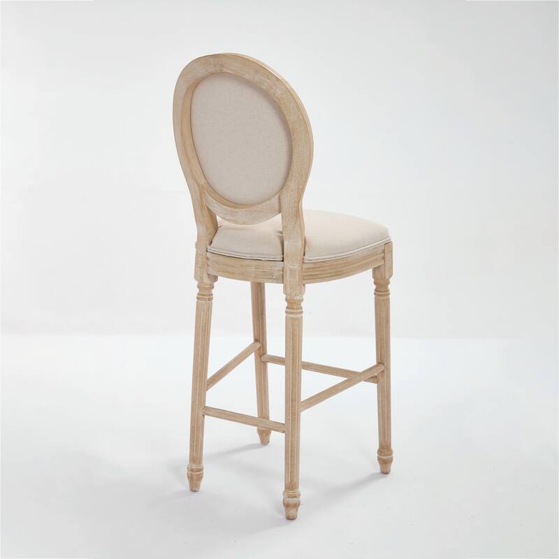 Set of 2 French Country Dining Chairs, Upholstered with Round Back Design