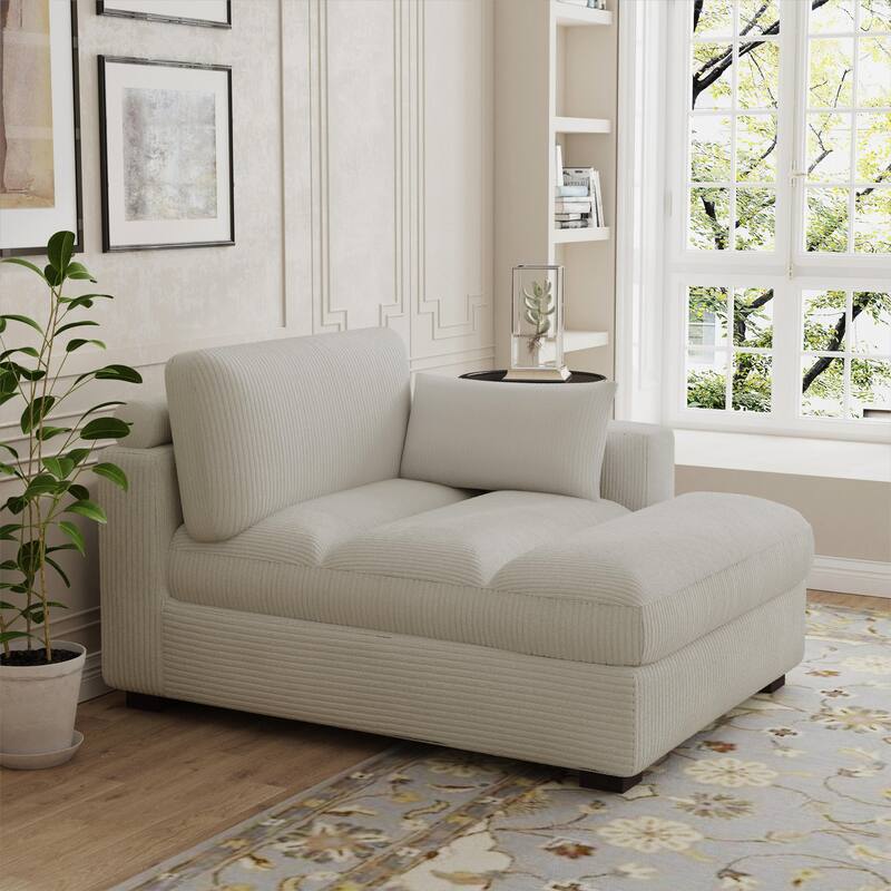Modern Corduroy L-Shaped Sofa Chaise Lounge Couch
