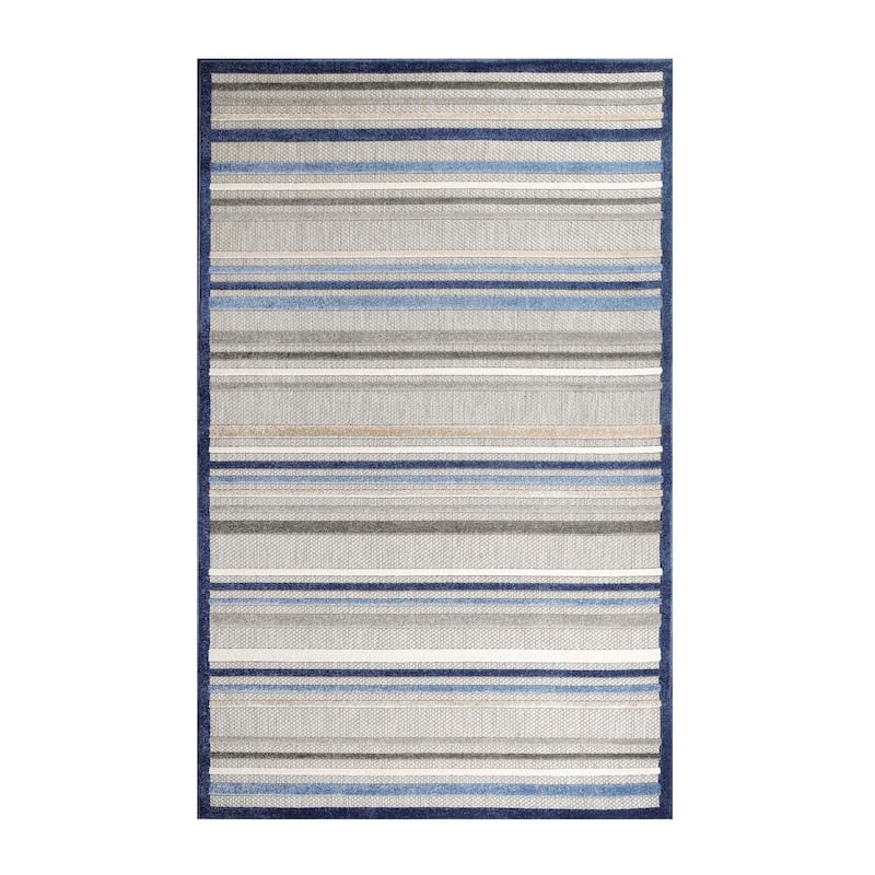 Superior Coastal Stripe Geometric Modern Indoor Outdoor Area Rug