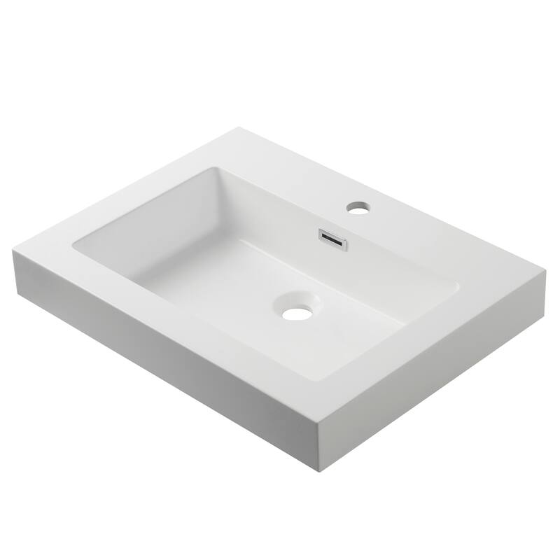 LED Lighted Floating / Wall Huang Vanity with Acrylic Sink and Comfortable Dimmed Vanity Light