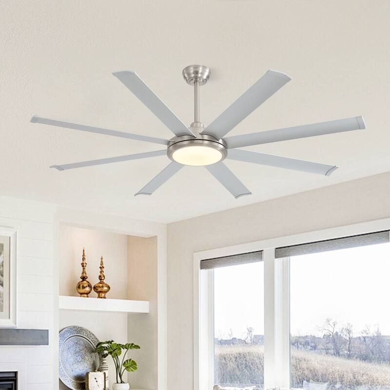 WINGBO 64" and 72" and 80" and 96" Indoor Ceiling Fan with LED Light and Remote
