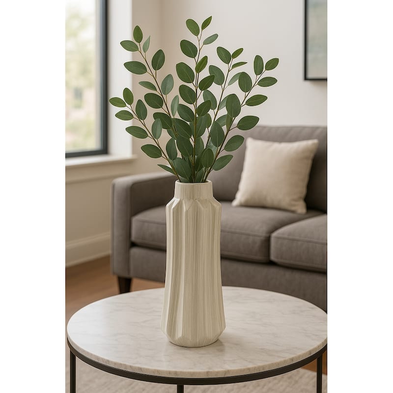 Ceramic Vase with Sculptural Swirl Design and Textured Detailing