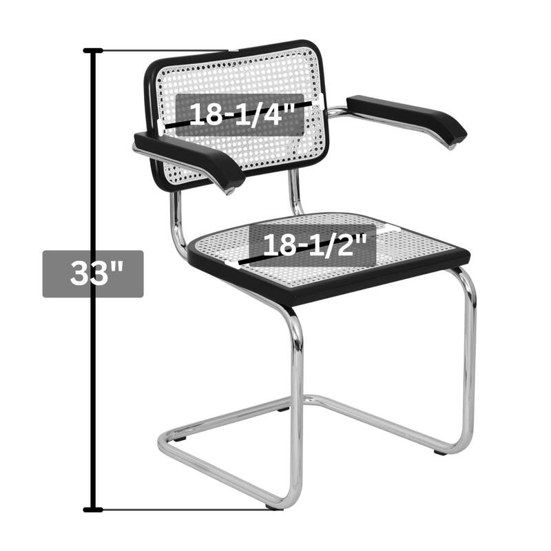Breuer Chair Company Marcel Breuer Cesca Cane Cantilever Armchair Arm Chair w/ Chrome Steel Frame (Various Wood & Cane Colors)