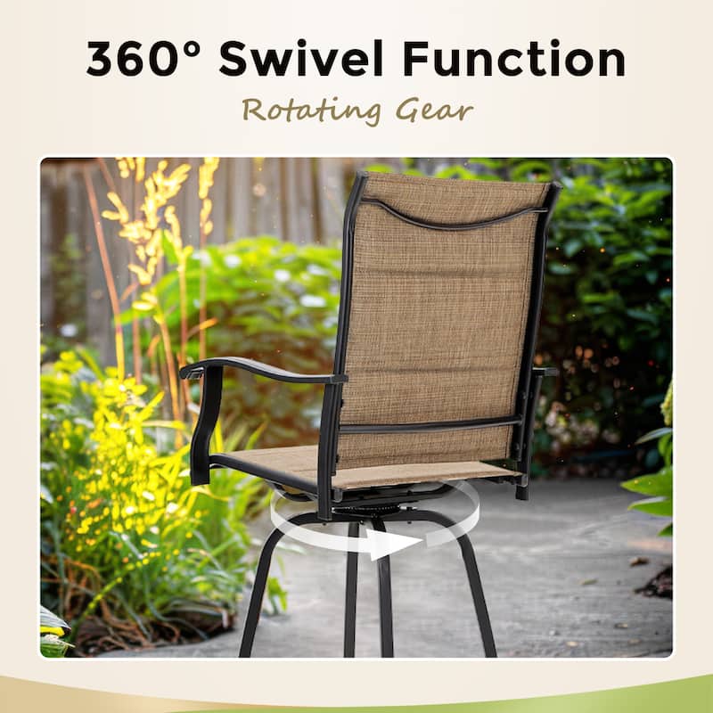 7-Piece Patio Bar Stool Set Textilene Swivel Stools