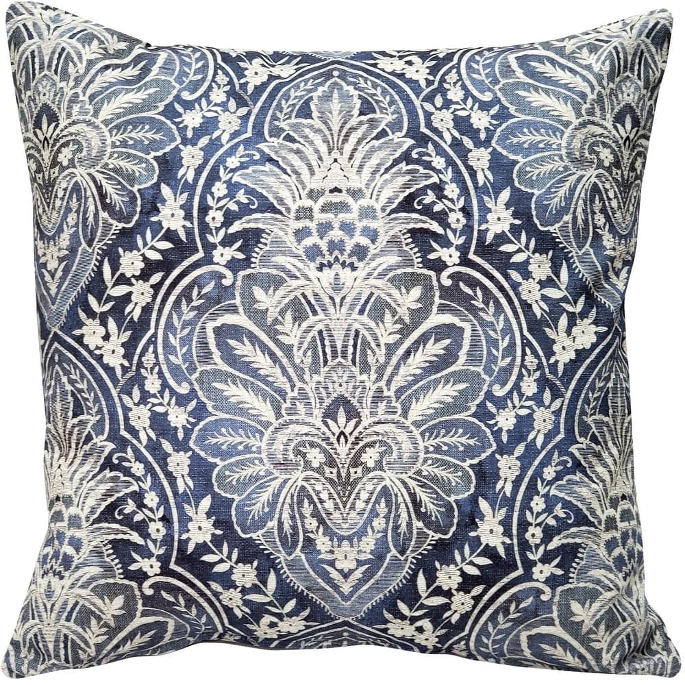 Leone Damask Cotton 21x21 Throw Pillow